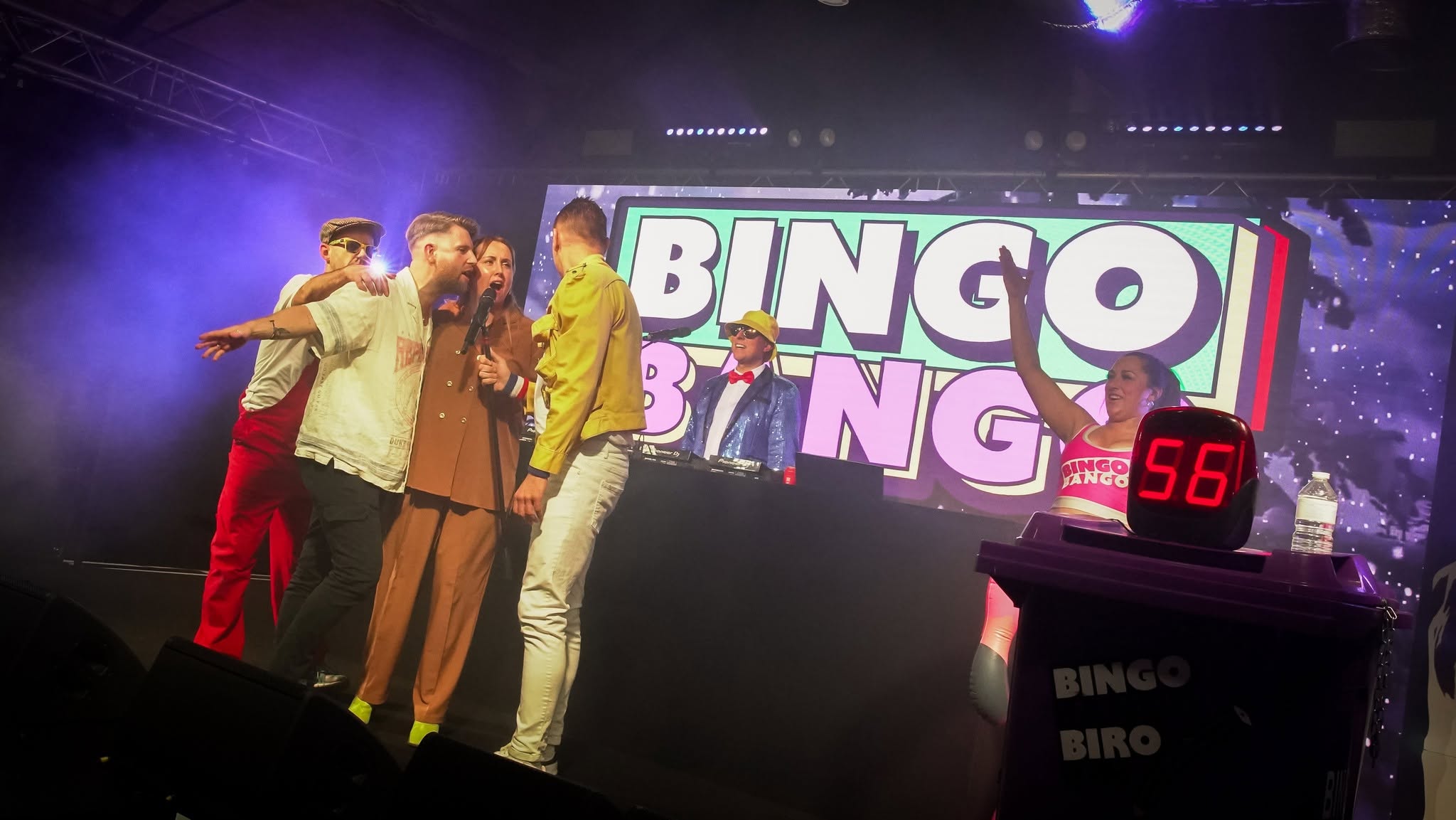 Performers on the Bingo Bango stage